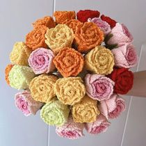 Handmade Knitted Rose Artificial Flowers Finished Braided