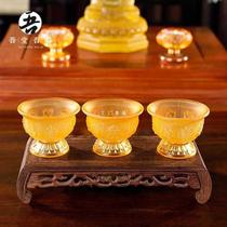 Spot quick delivery glass lotus water supply cup for Buddha cup purified water cup eight auspicious Buddha holy water cup great compassion tea cup