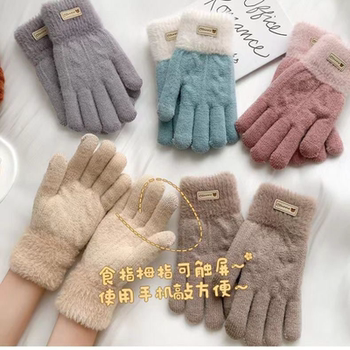 Winter gloves for female ins students, warm, thickened and velvet, high-looking, cute, cycling, cold-proof, good-looking, popular new style