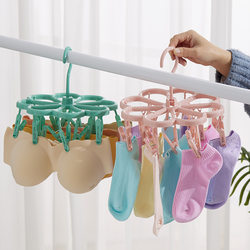 Multi-clip clothes drying rack practical sock drying rack windproof Children's clip hanging clothes rack clothespins dormitory sock drying rack