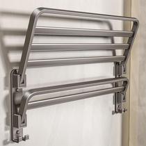 Gun gray towel rack without punching space aluminum light luxury style bathroom rack bathroom toilet towel rack wall hanging
