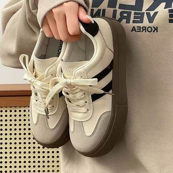 Autumn and Winter German Training Shoes for Women 2025 New Spring and Autumn Thick-Soled White Shoes Casual Sports Sneakers Flat Shoes
