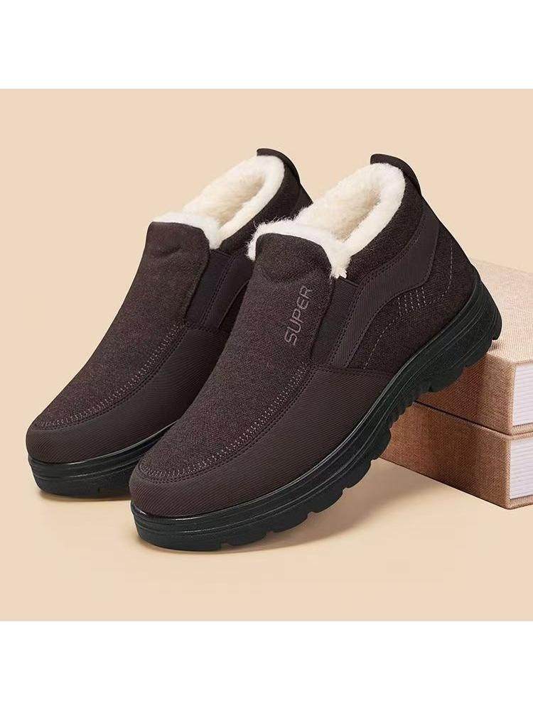 Winter Old Beijing Cotton Shoes for Men, Fleece-Lined Wool Warm Dad Shoes, Non-Slip, Wear-Resistant Walking Shoes, Comfortable and Cold-Resistant Cotton Shoes