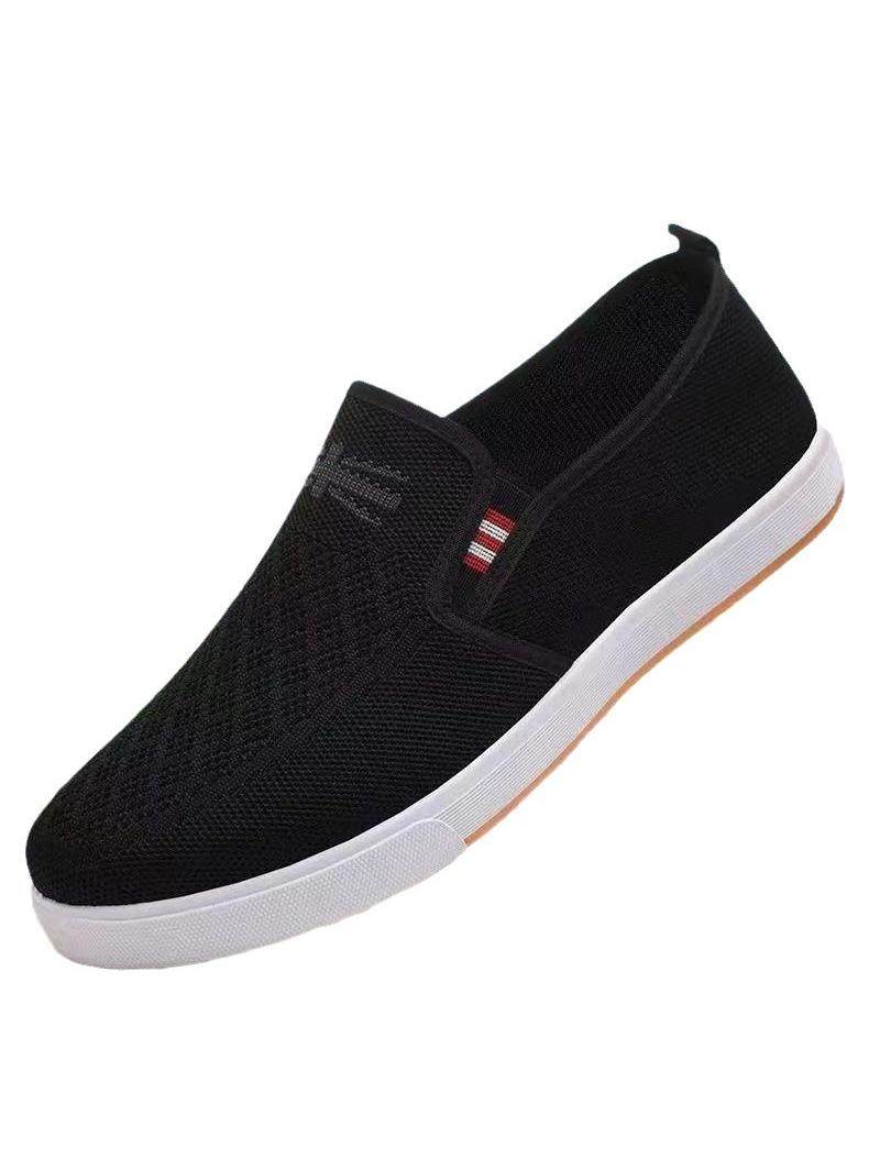 Spring and Summer 2025 New Style Fly-Woven Men's Shoes Non-Slip Tbottomon Soft Sole Old Beijing Cloth Shoes Men's Slip-On Breathable Shoes for Men