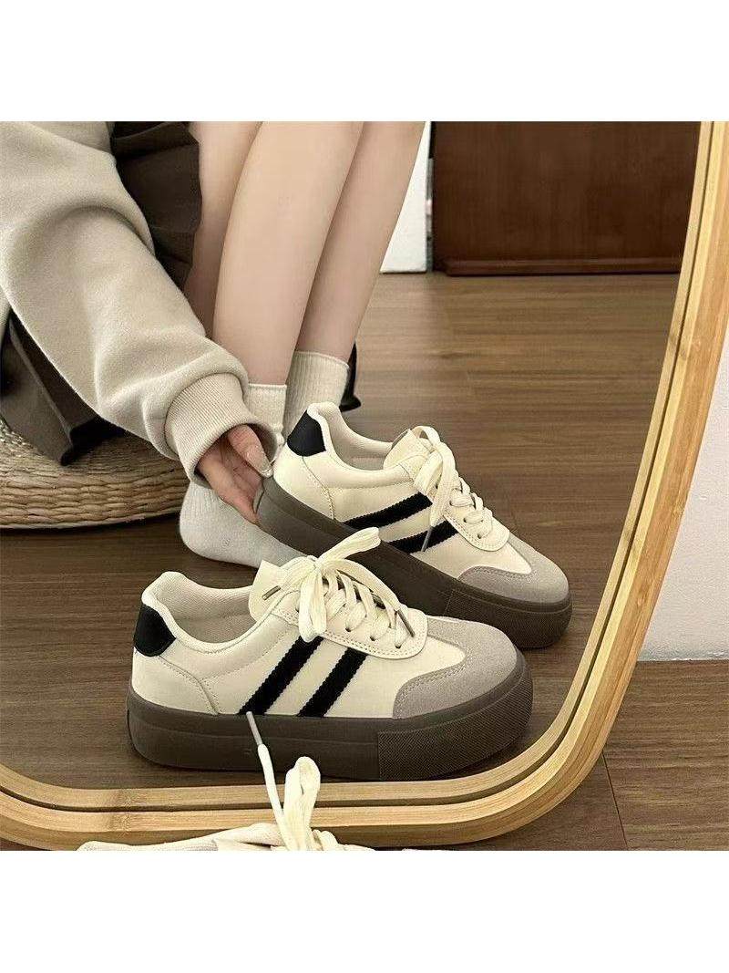 Autumn and Winter German Training Shoes for Women 2025 New Spring and Autumn Thick-Soled White Shoes Casual Sports Sneakers Flat Shoes