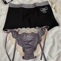 Abstinence lace-up couples underwear one man and one womans sexy pure desire one pull to open the couples fun lace style pure cotton crotch