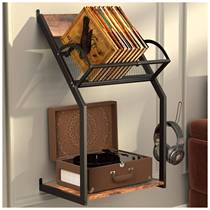 Wall-mounted vinyl record player storage rack carbon steel retro style storage rack simple furniture turntable bracket Amazon