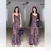 2024 retro fashionable design wide-leg straight waist sexy BAO WEN jumpsuit womens summer jumpsuit