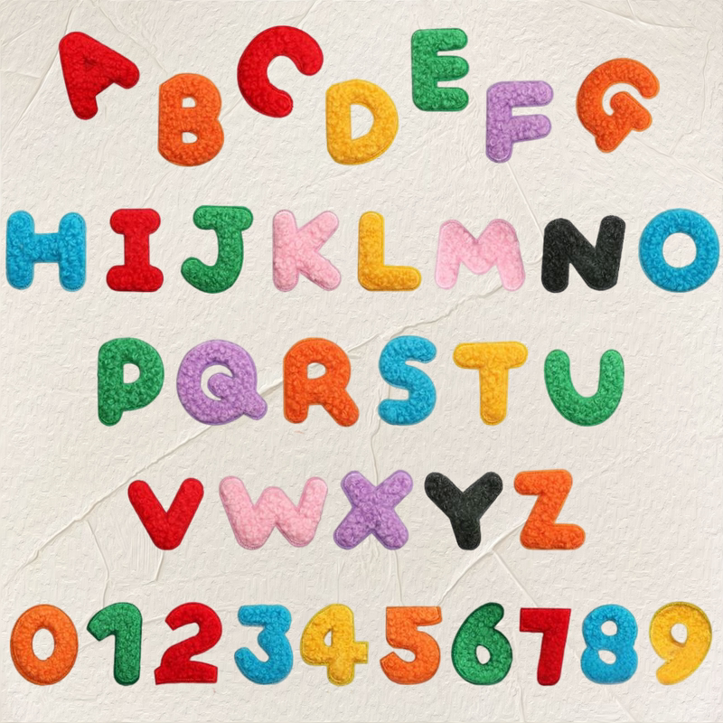 DIY Handmade Towel Embroidery English Letter Embroidery Cloth Patch Student Name Combination Patch Chenille Number Identification Patch
