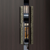 New Chinese style handle glass door wardrobe solid wood door antique copper merchant hotel double door square handle villa