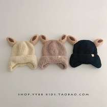 Baby hats autumn and winter knitted plush hats for infants and young children cute and super cute baby boy and girl pullover ear protection hats in winter
