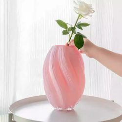 Pink Marshmallow Vase Glass Living Room Tabletop Water-Cultured Fresh Flower Arrangement Light Luxury Ornament High-End Model Room Bedroom