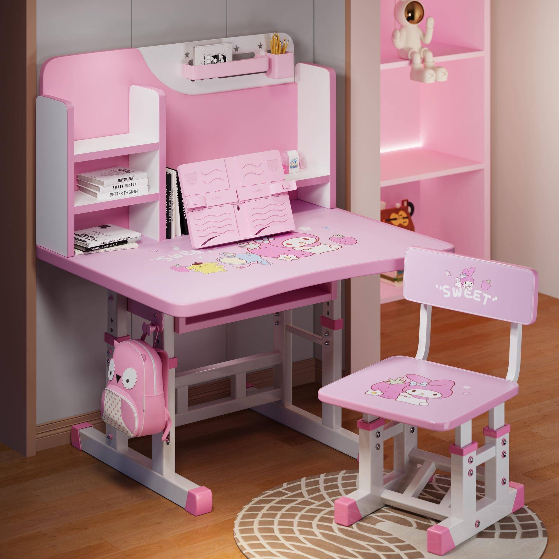 Children's cartoon version of desk and chair set combination can lift children's study table, toddler desk, writing homework table