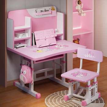 Children's cartoon version of desk and chair set combination can lift children's study table, toddler desk, writing homework table