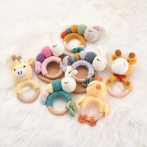 1Pcs Crochet Cartoon Animal Fawn Caterpillars Wooden Teether