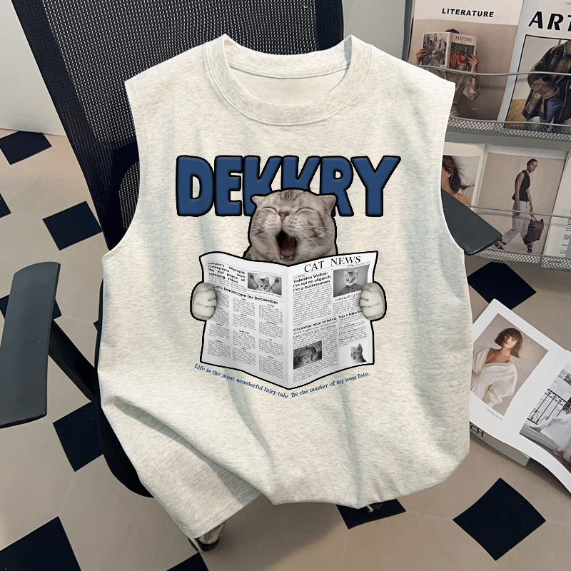 American Retro Summer 100% Pure Cotton ins Daily Vest for Men and Women, Couple Wear, Trendy and Cool Sleeveless T-Shirt Top