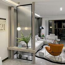 Modern Changhong glass partition simple entry door entrance hall living room log light luxury stainless steel screen iron art