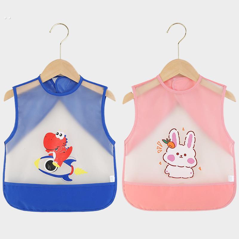 Baby smock, eating bib, summer transparent children's apron, child's reverse dressing, waterproof, anti-dirty, infant meal pocket