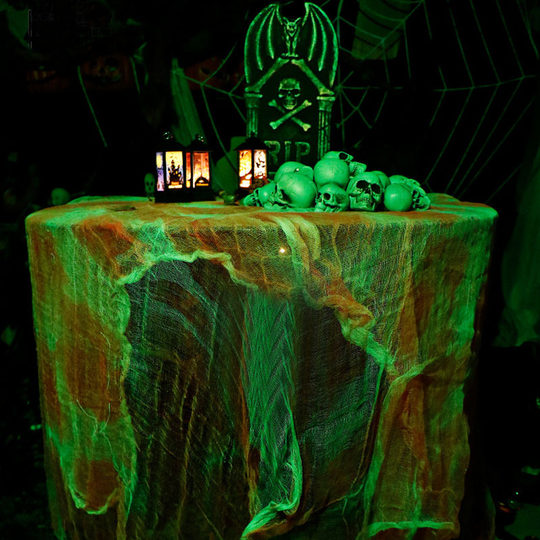 Halloween Decoration Blood-Stained Cloth Torn Black Gauze Tattered Cloth Outdoor Haunted House Escape Room Horror Decoration Setup