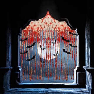 Halloween Decoration Bat Blood-Stained Door Curtain Door Hanging Ornament Haunted House Secret Room Horror Atmosphere Scene Decoration