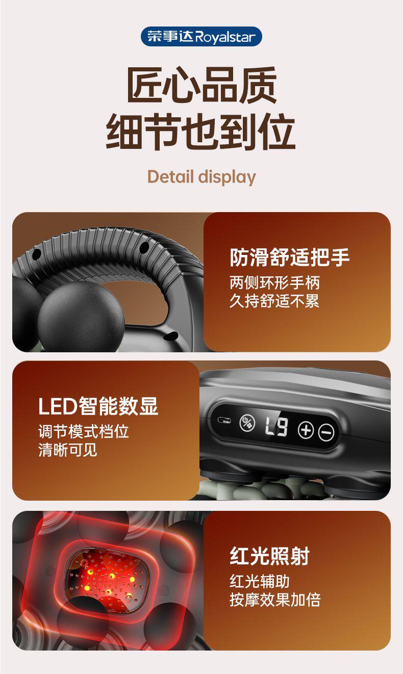 Массаж пушка 荣事达筋膜枪22头大范围12头肌肉按摩器强劲颈椎腰背部多头按摩枪