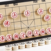 Chess fans home thickened beech childrens Chinese chess primary school students portable chess pieces gift chess player wooden training