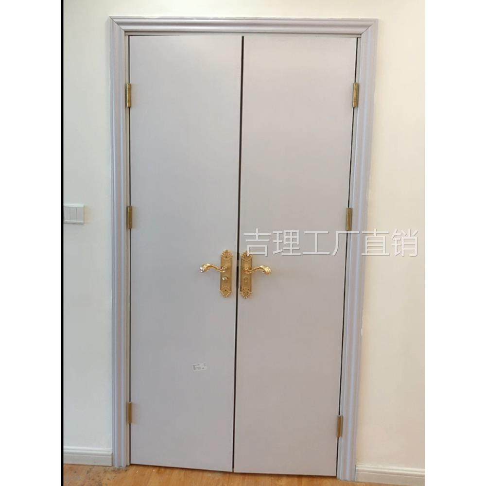 In-Stock Warm White Double-Opening Reinforced Ecological Wood Door, Paint-Free Door, Composite Solid Wood, Office, Interior Door 025