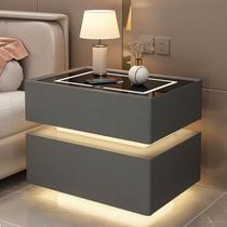 Smart bedside table with light Internet celebrity 2023 new bedroom all solid wood password lock bedside storage cabinet simple and modern