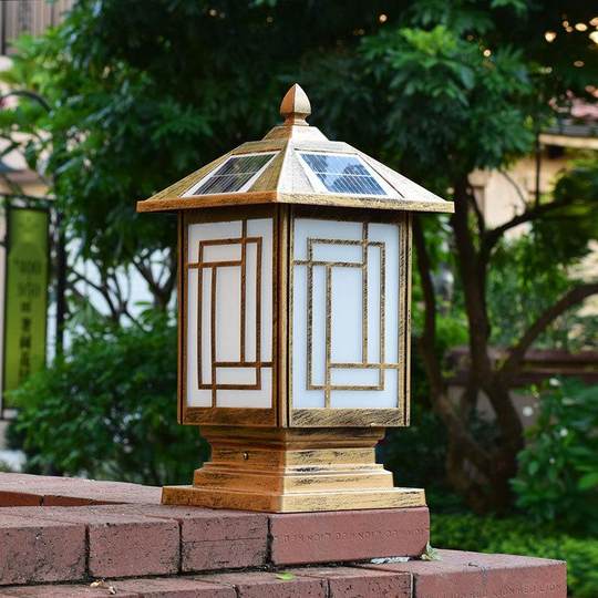 Новая налобная лампа на солнечной колонке, колонна для ограждения двора, сада, новая оконная решетка на солнечной вилле, солнечная лампа, водонепроницаемая на открытом воздухе