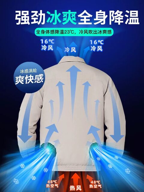 Paimeng Cooling Air-Conditioned Clothing for Men, Summer Outdoor Rechargeable Refrigeration Work Clothes with Fan for Construction Sites