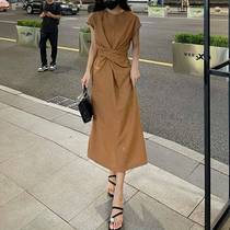 Fashionable French commuter temperament high JI sense French waist dress 2024 summer light luxury skirt womens mid-length skirt