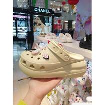 Crocs Puff Quartz Pink Womens Shoes High Heels Thick Soled Dad Shoes Increased Beach Sandals and Slippers