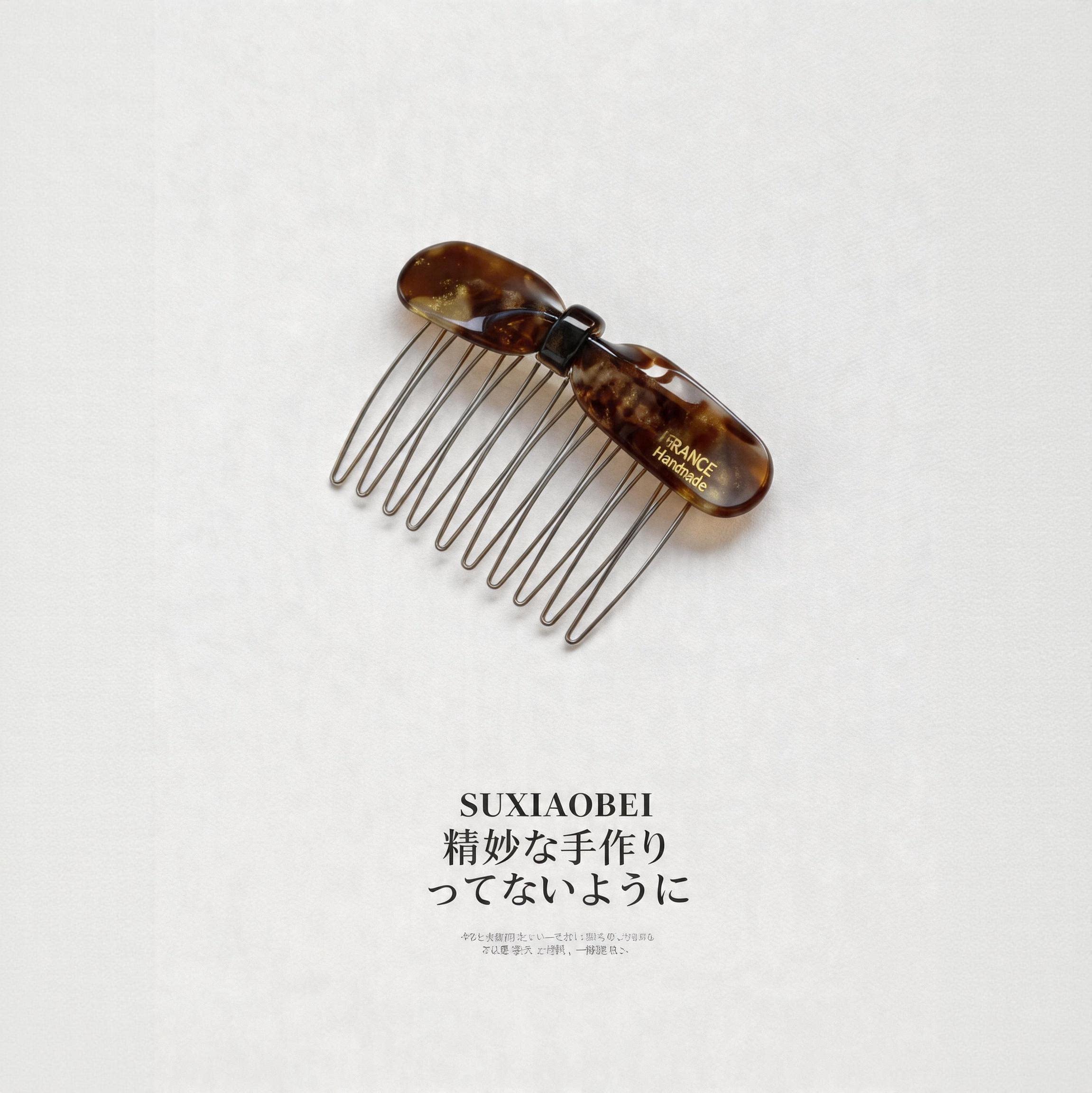 SUXIAOBEI Korean Style Acetic Acid Bow Hair Comb for Women, Back-of-the-Head Hair Organizer, Hair Clip