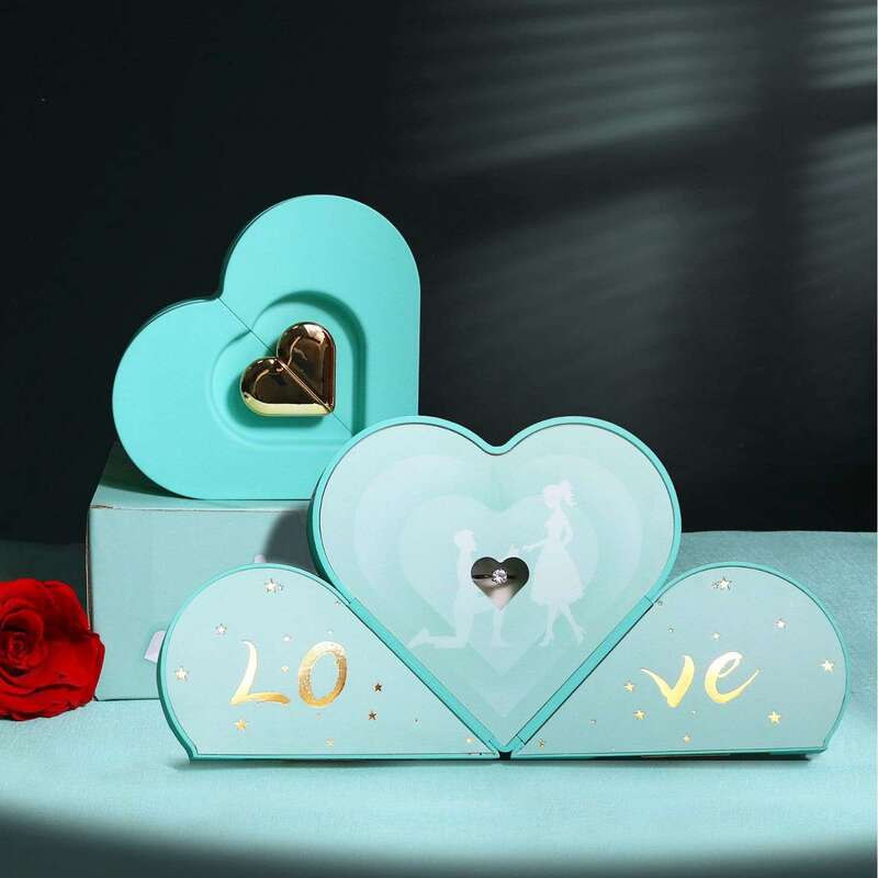 Love Jewelry Box, Double-Open Love Gift Box, Ring and Necklace Jewelry Box, Chinese Valentine's Day Jewelry and Lipstick Gift Box Love Jewelry Box, Double-Open Love Gift Box, Ring and Necklace Jewelry Box, Chinese Valentine's Day Jewelry and Lipstick Gift Box