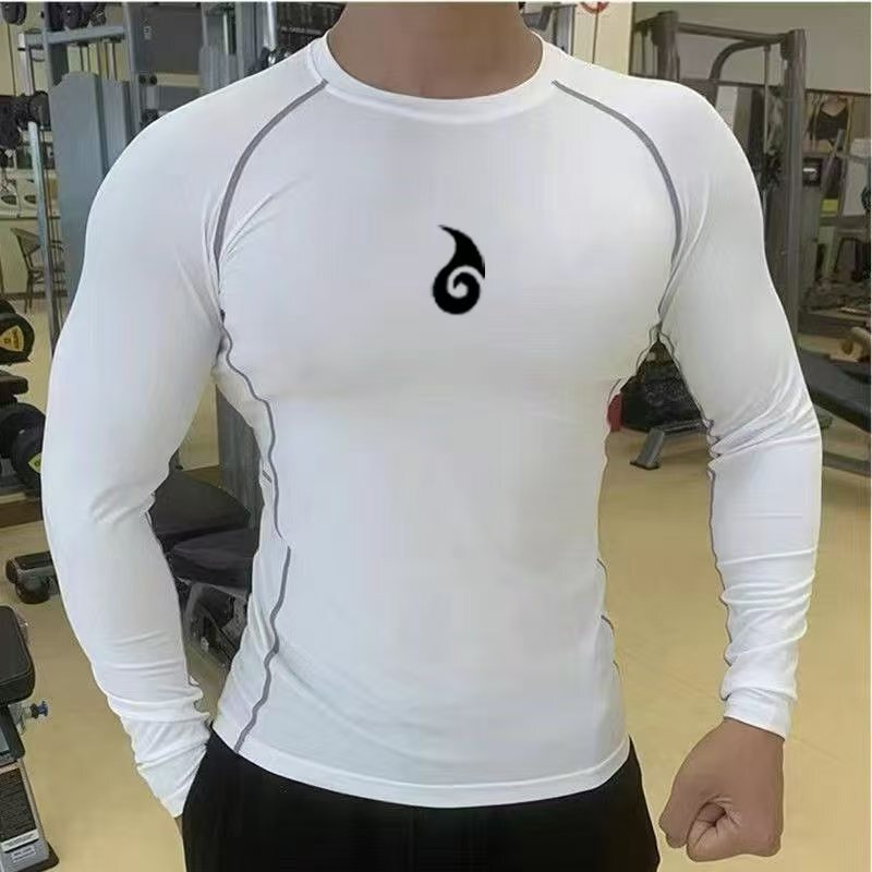 Sports Training Clothes Spring Long-Sleeved Men's Quick-Drying Shirt Base Layer Sweat-Wicking Track and Field Running Fitness Basketball T-Shirt Breathable
