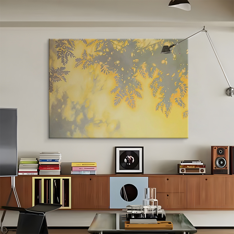 《The Glowing Shadow》Modern Art Light and Shadow Living Room Hand-Painted Oil Painting Niche Bedroom Decoration Wall Hanging Simple