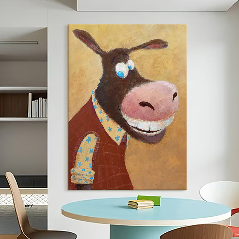 The Beautiful Old Donkey》 American Retro Living Room Hand-Painted Oil Painting Spoof Interesting Bedroom Decoration Painting Entrance Hanging Painting The Beautiful Old Donkey》 American Retro Living Room Hand-Painted Oil Painting Spoof Interesting Bedroom Decoration Painting Entrance Hanging Painting