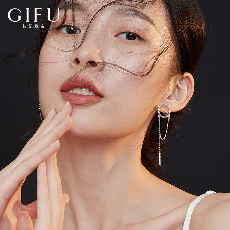 GIFU Planet Earrings Women's Sterling Silver Original Design Big Temperament Internet Celebrity Antique Hong Kong Taste Ear Needles Show Face Thin Earrings