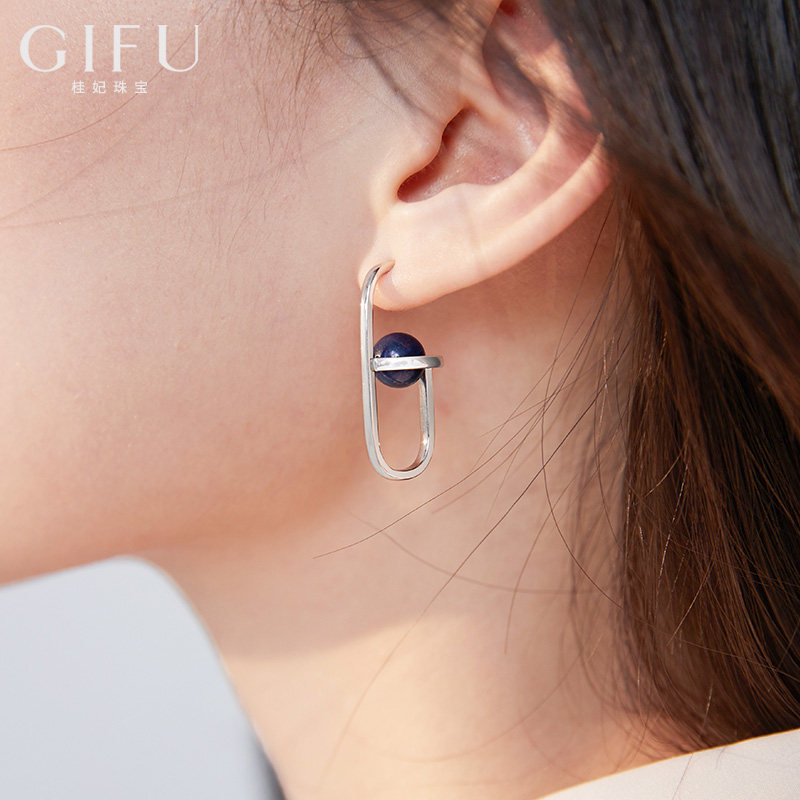 Lapis lapis earrings women sterling silver personality designer feeling French retro earrings earrings drop earrings in 2021 new trend