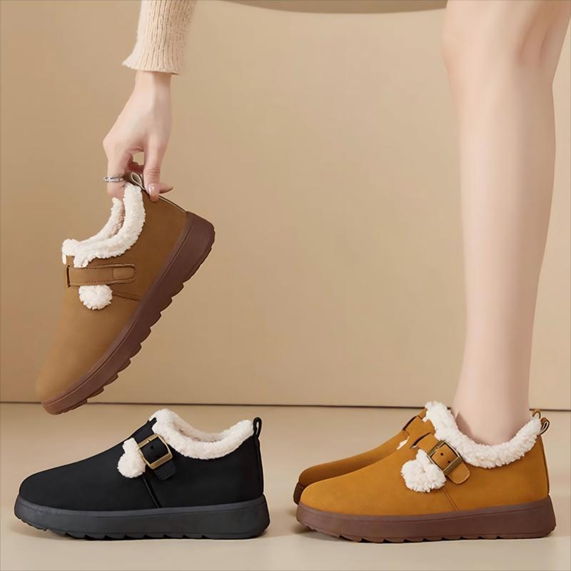 锦世源2025冬季加绒厚底勃肯鞋毛毛鞋防滑保暖雪地靴加厚雪地靴