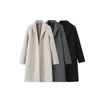 Willshela Women Fashion Solid Open Stitch Long rench Coats V