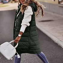 Long with Hood Outdoor Vest Down Womens Jacket Quilted Coat