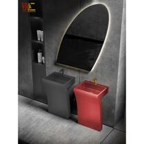 Black faded stainless steel washbasin integrated golden column washbasin wine shop bathroom floor washbasin