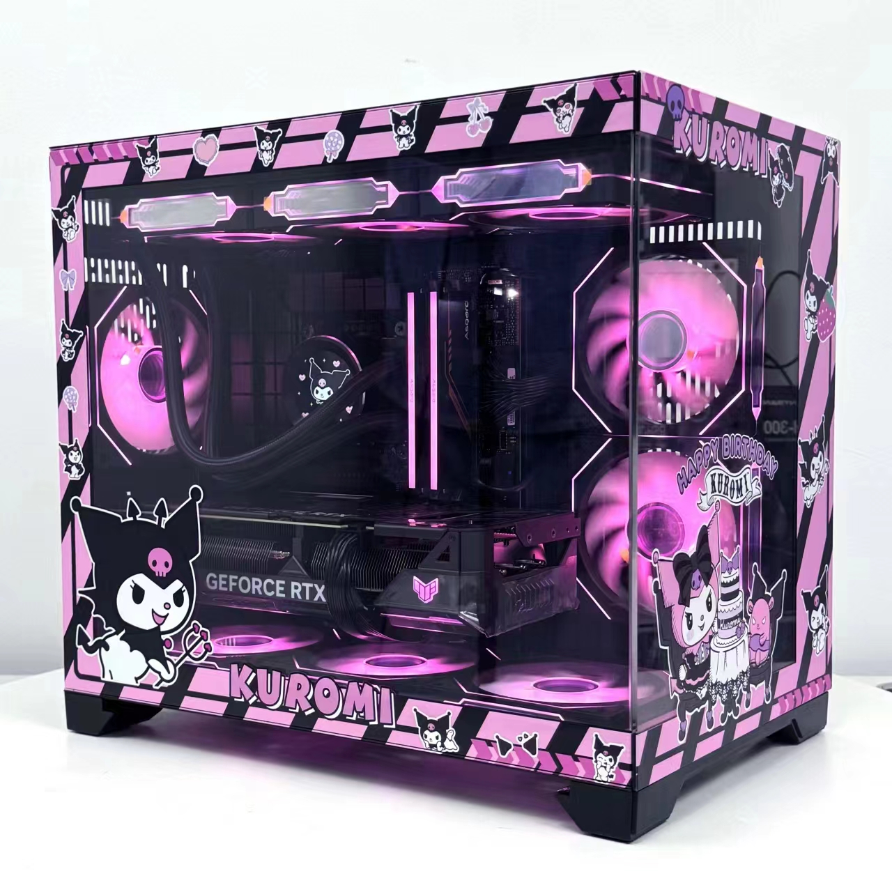 玩嘉孤勇者主题版无A柱玻璃海景房电脑机箱台式机MATX240/360水冷