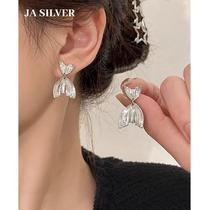 Heavy industry cold style sterling silver fishtail earrings for women high-end sweet and cool earrings Hong Kong style niche design hot style earrings