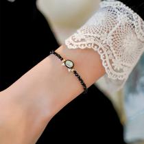 Black and white cat 14K gold-filled bracelet adjustable natural small pearl black spindle Japanese niche design