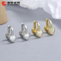 925 sterling silver double-layer love earrings for women new fashion cats eye stone heart-shaped earrings simple ins temperament ear jewelry