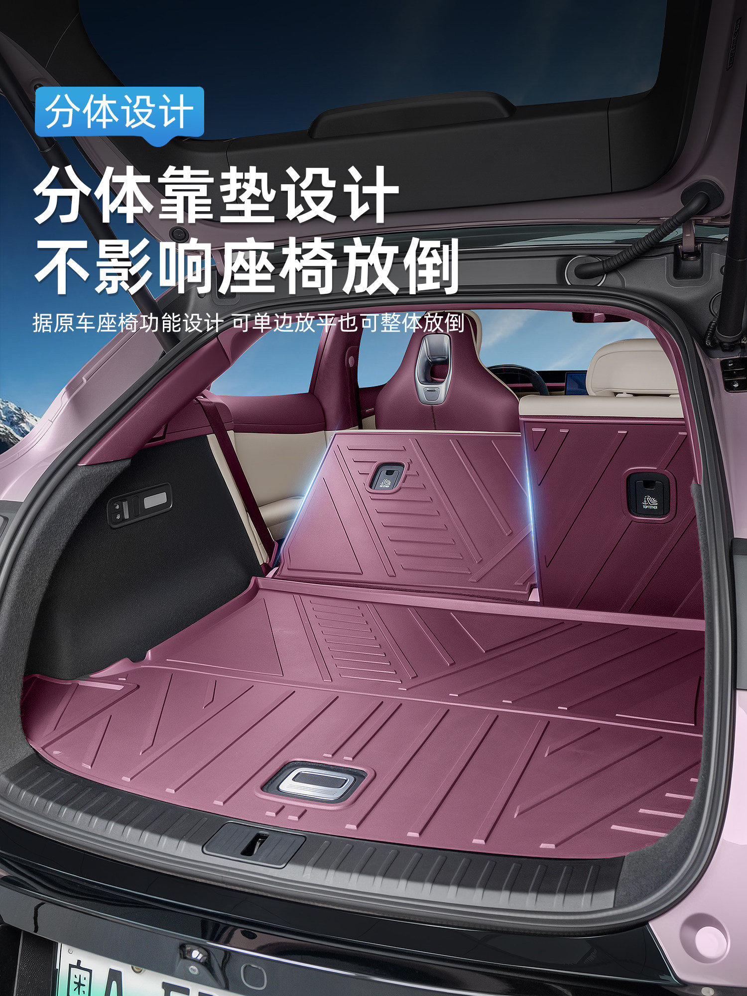 Suitable for Xiaomi Yu7 Trunk Mat Tpe Injection Molded Trunk Mat Foot Mat Waterproof Rear Seat Backrest Mat Interior Accessories