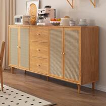 High-end new Nordic solid wood rattan sideboard home Japanese restaurant tea cabinet side cabinet living room wall entrance cabinet