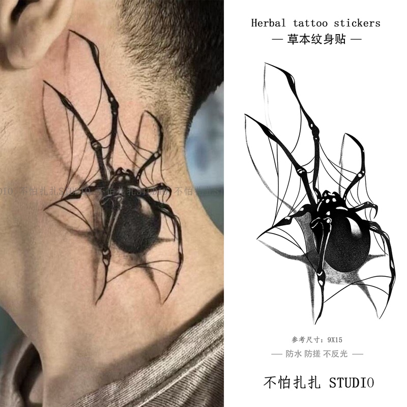 Dark Spider Horror Halloween Juice Herbal Tattoo Stickers Ins Personalized Design Bold Neck and Thigh Stickers Dark Spider Horror Halloween Juice Herbal Tattoo Stickers Ins Personalized Design Bold Neck and Thigh Stickers